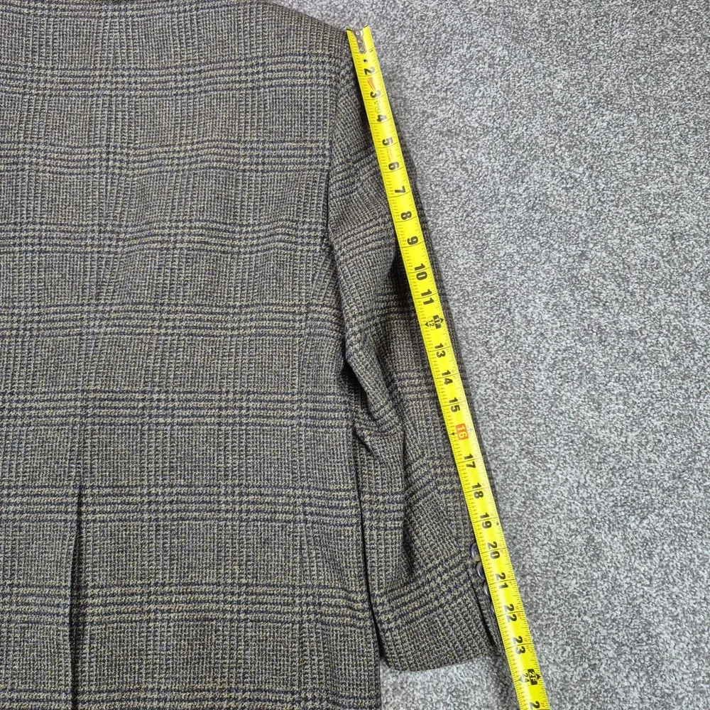 E. Thomas Nordstrom Wool Cashmere Blazer Mens 38R Brown Glen Plaid Sport Coat